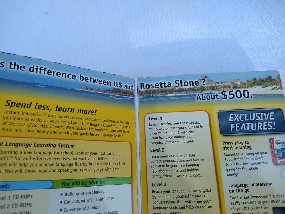 Instant Immersion Spanish Language Learning Program. Topics. New in box