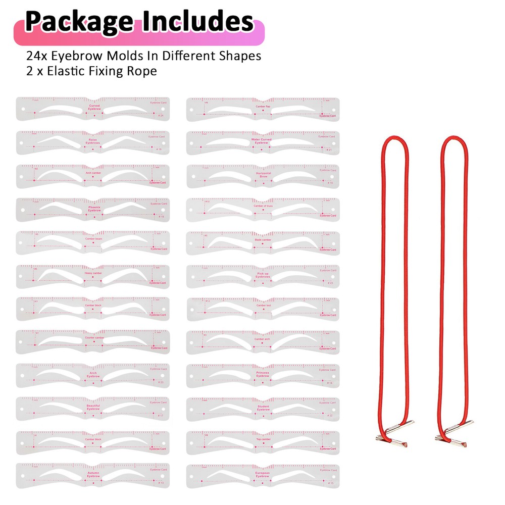 24PCS Eyebrow Stencils Shaper Grooming Kit Shaping Template Makeup Tool Reusable