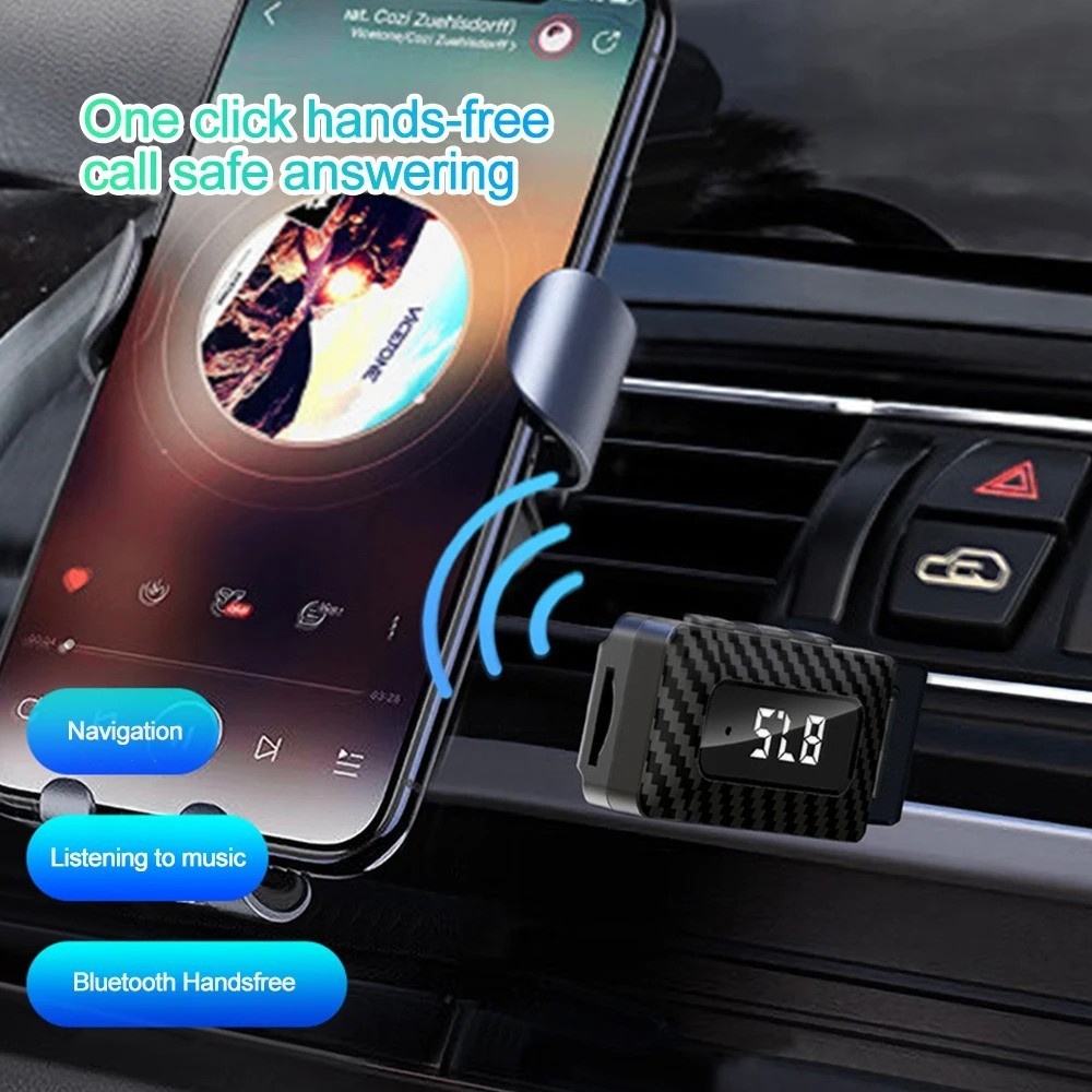 3 in 1 Car Mini USB Transmitter Receiver Bluetooth 5.3 with LED Display