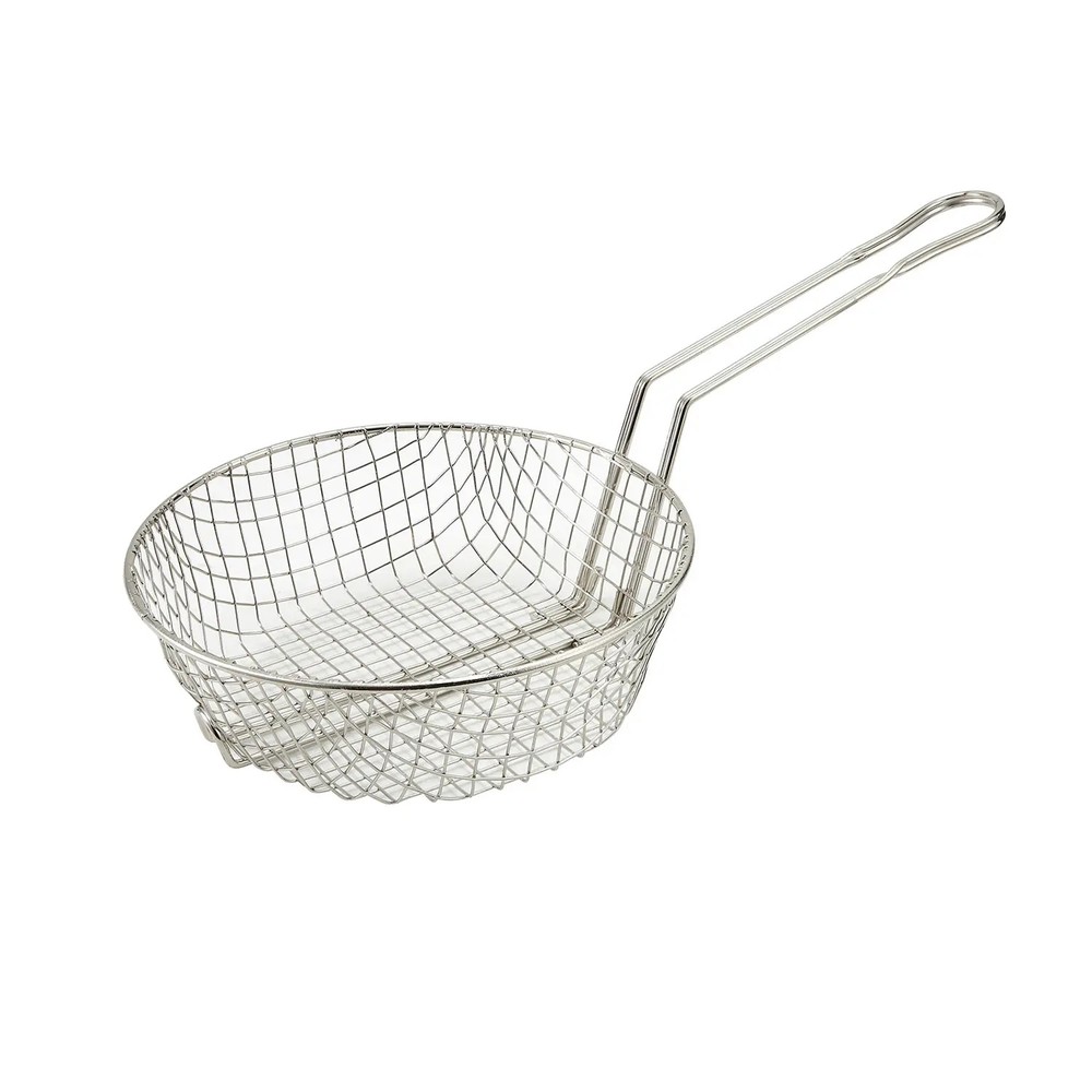 Winco MSB-08 8" Diameter Coarse Mesh Nickel Plated Culinary Basket