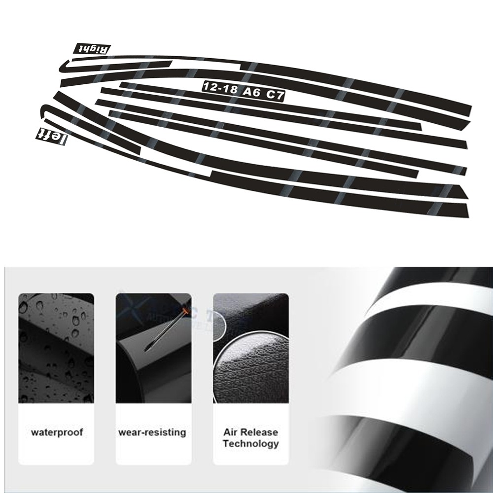 Glossy Black Chrome Delete Window Trims For Audi A6 C7 2012-2018 Sedan