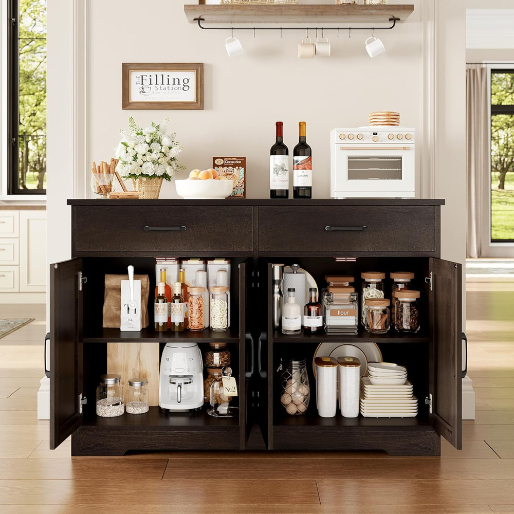 HOSTACK Buffet Cabinet with Storage, 47.2" Kitchen Sideboard Buffet with Drawers