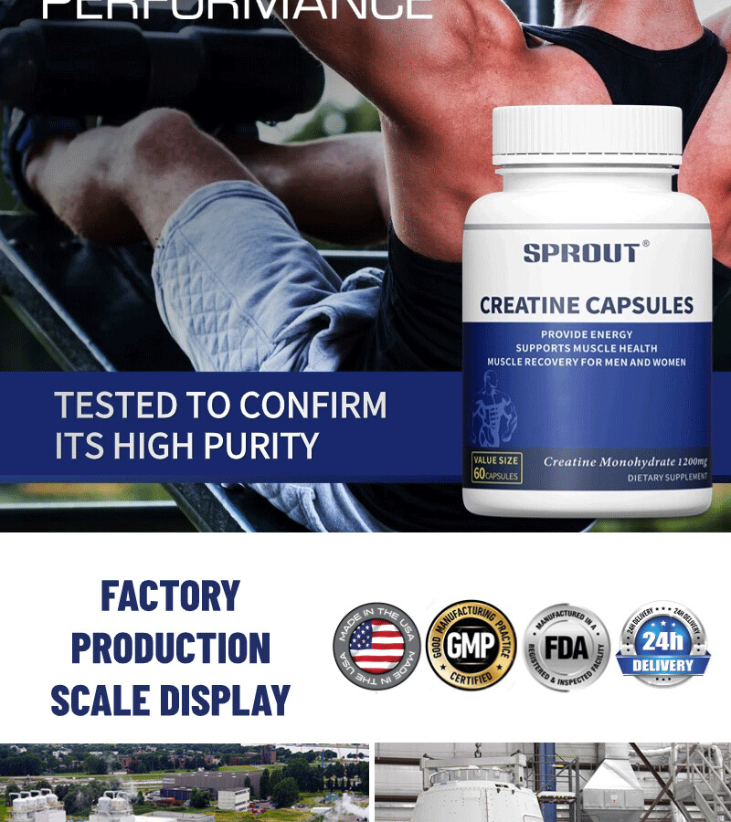 Creatine Monohydrate 60 Capsules - 1200 mg Per Serving