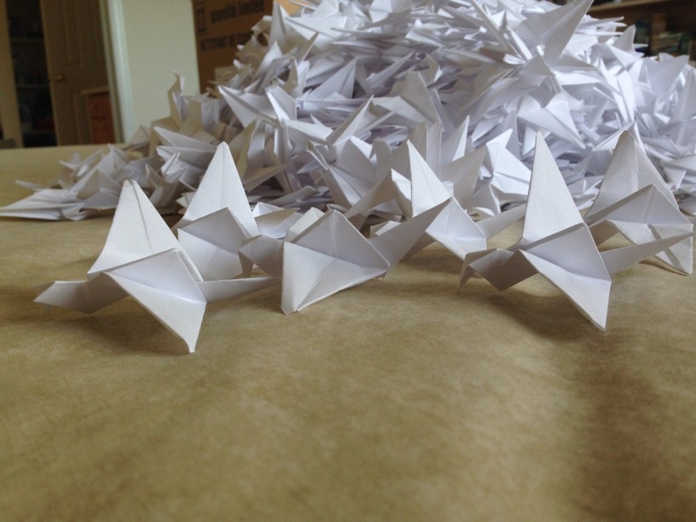 1000 White Paper Cranes - Ideal for Weddings! Flapping Cranes!