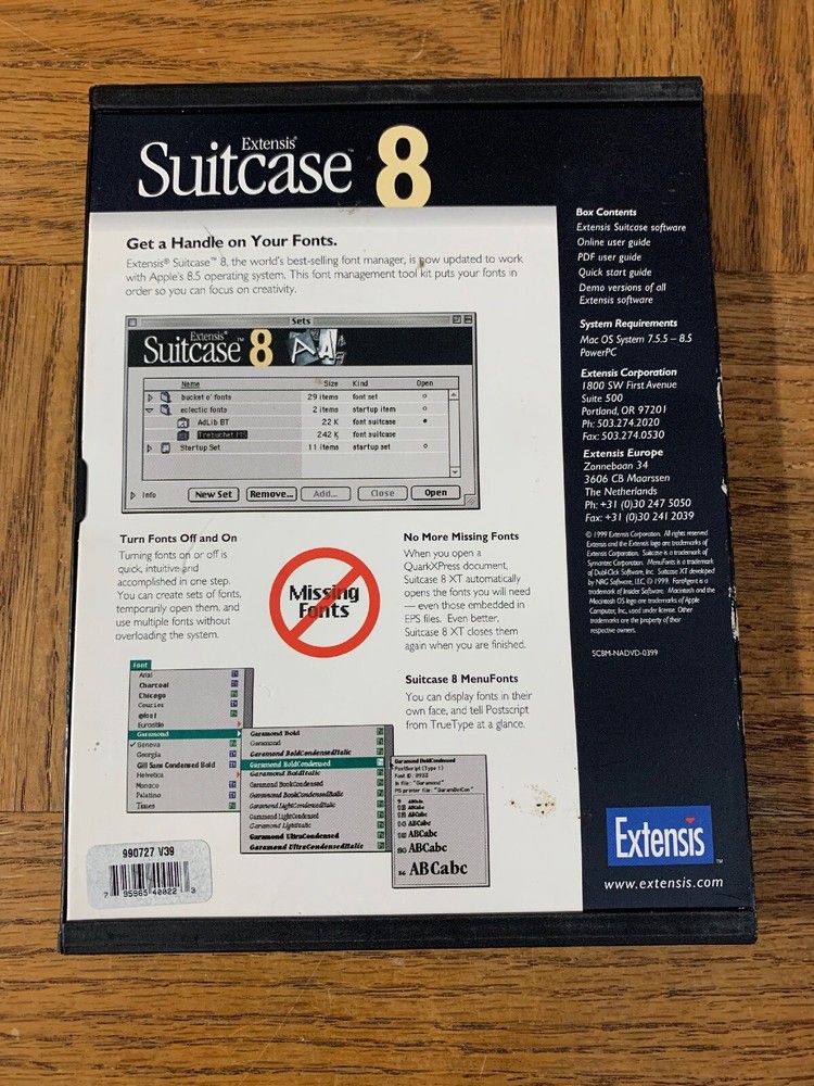 Extensis Suitcase 8 PC CD Computer Software