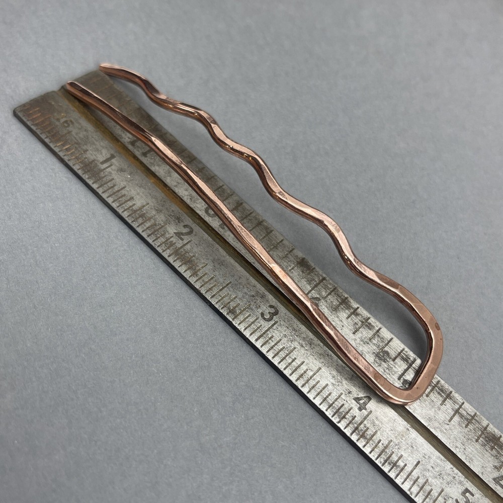 Metal Hair Fork, Solid Copper Artisan Made
