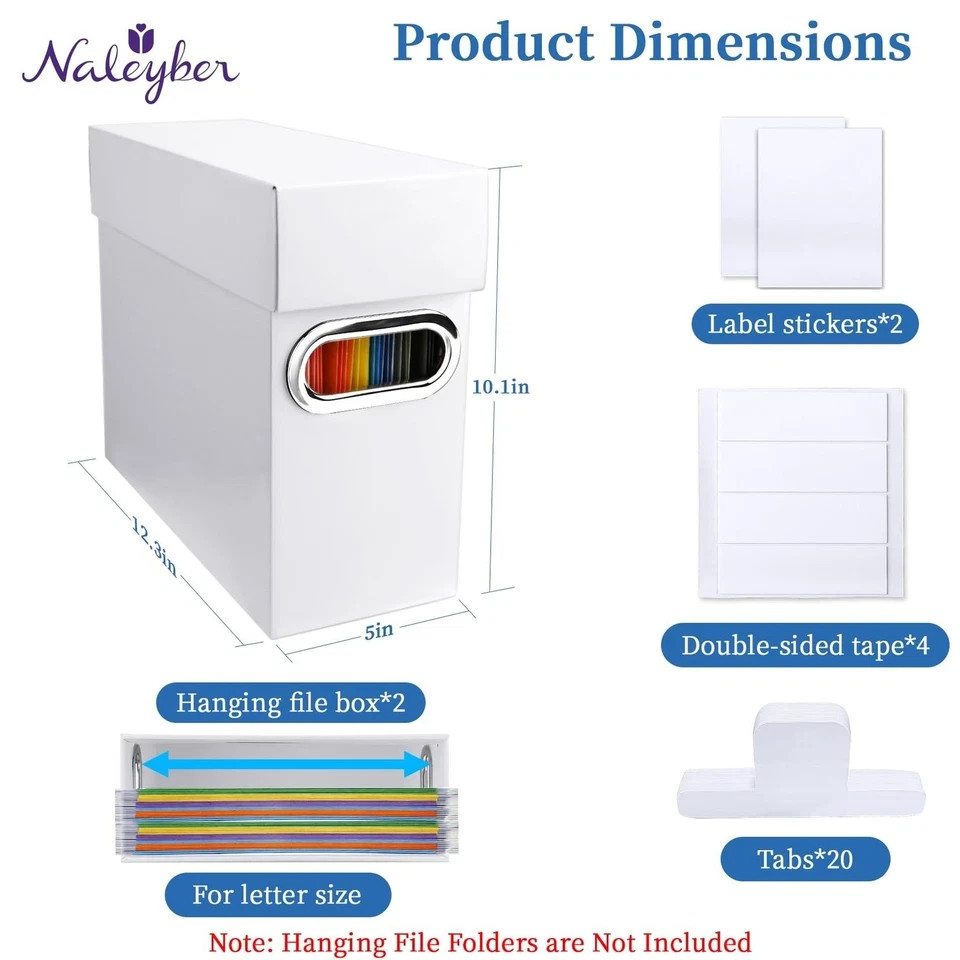 File Organizer Box with Lid & Handle, Thickened Cardboard Hanging File Folder...