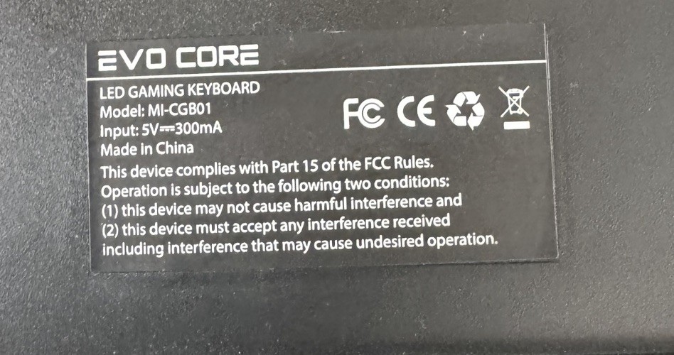 Evo Core LED Glow Gaming Keyboard MI-CGB01 Tested