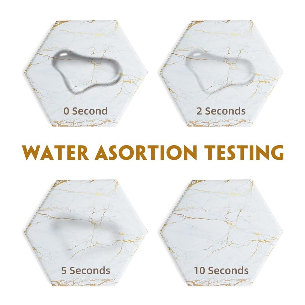 Marble Coasters for Drinks Absorbent with Cork Base, 8pcs Drink Coasters for ...
