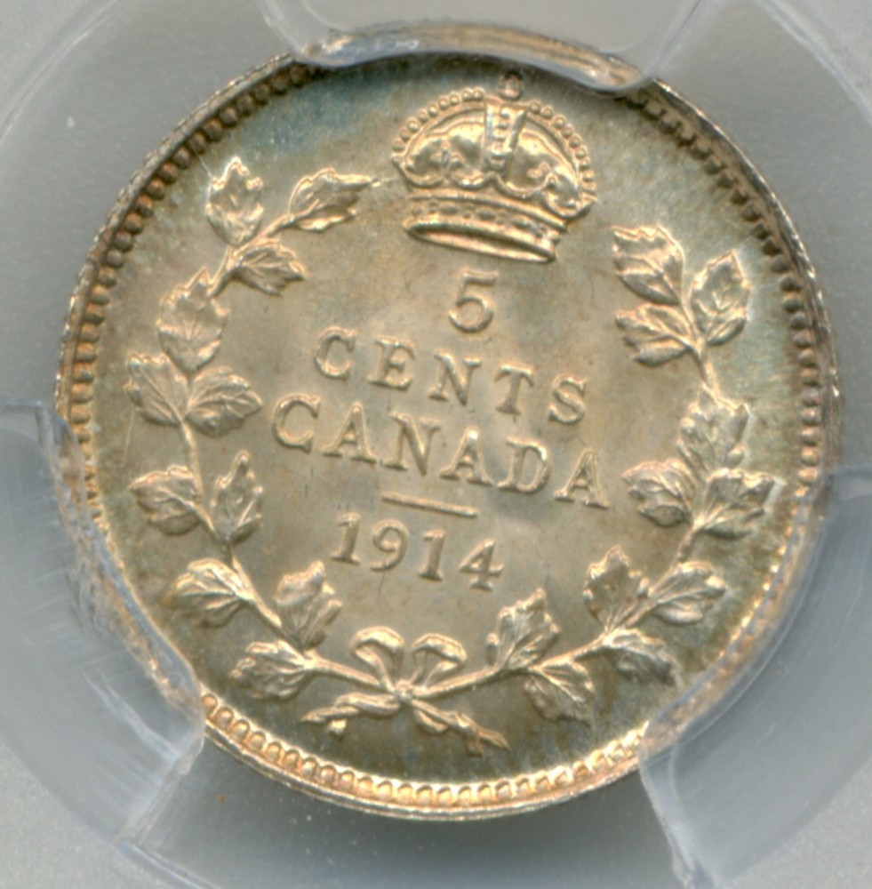 1914 Canada 5 Cents - GEM Uncirculated, PCGS MS66