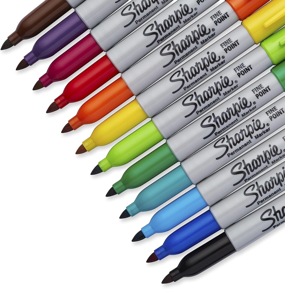 24-Pack Color Burst Fine Tip Permanent Markers - Durable Ink for Every Surface