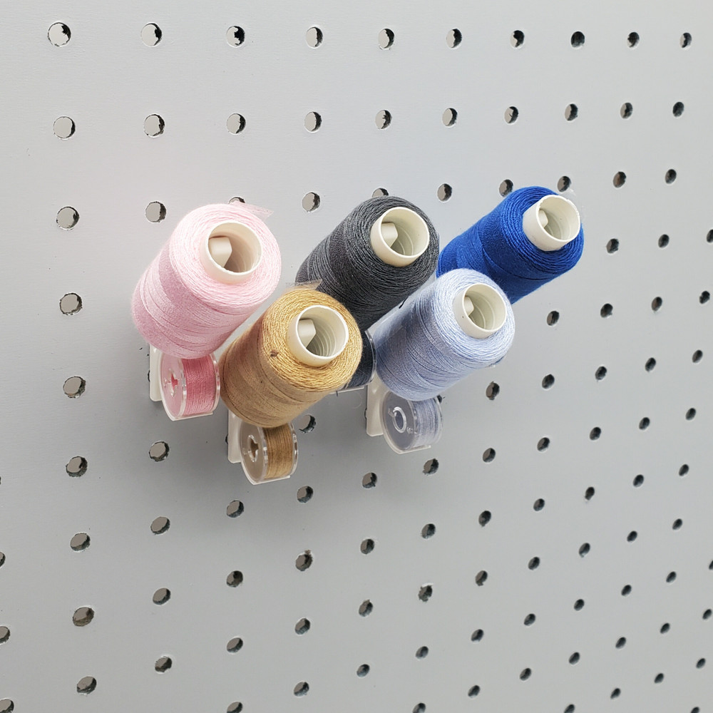 10pk, Thread & Bobbin 1/4" Pegboard Accessory, Sewing Thread Storage Hooks