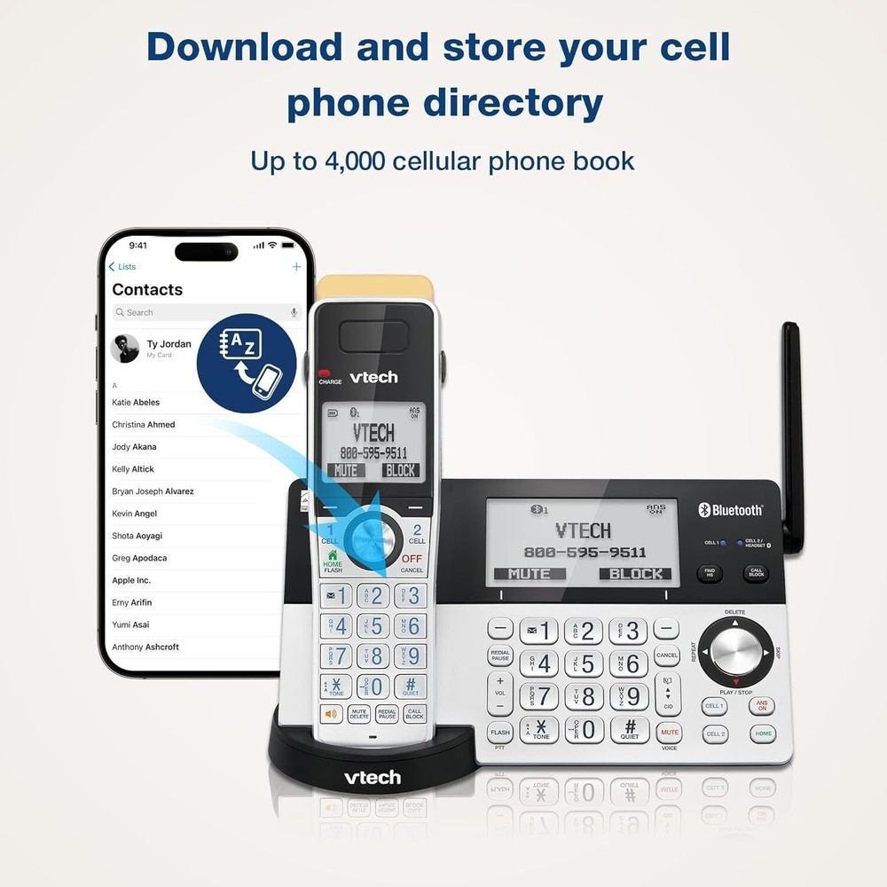 Cordless Phone Answering Machine Bluetooth 5 Handset Super Long Range