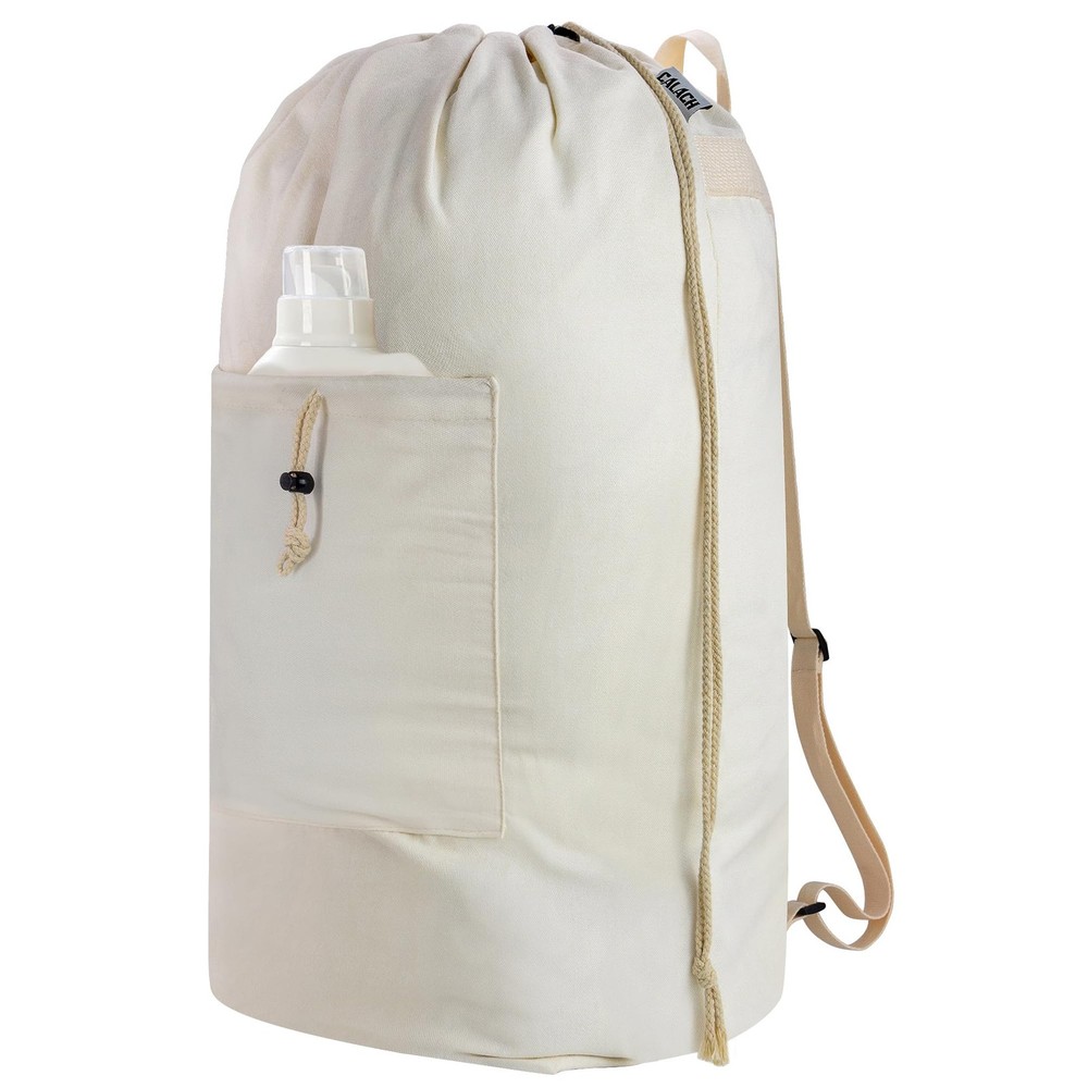 Laundry Bag Backpack, Canvas Laundry Bag with Straps & Drawstring Closure Was...