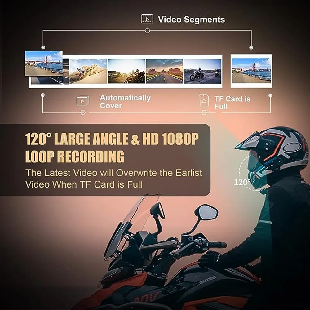 Freedconn R1 Plus 1000M Motorcycle Helmet Intercom & Camera Bluetooth Headset