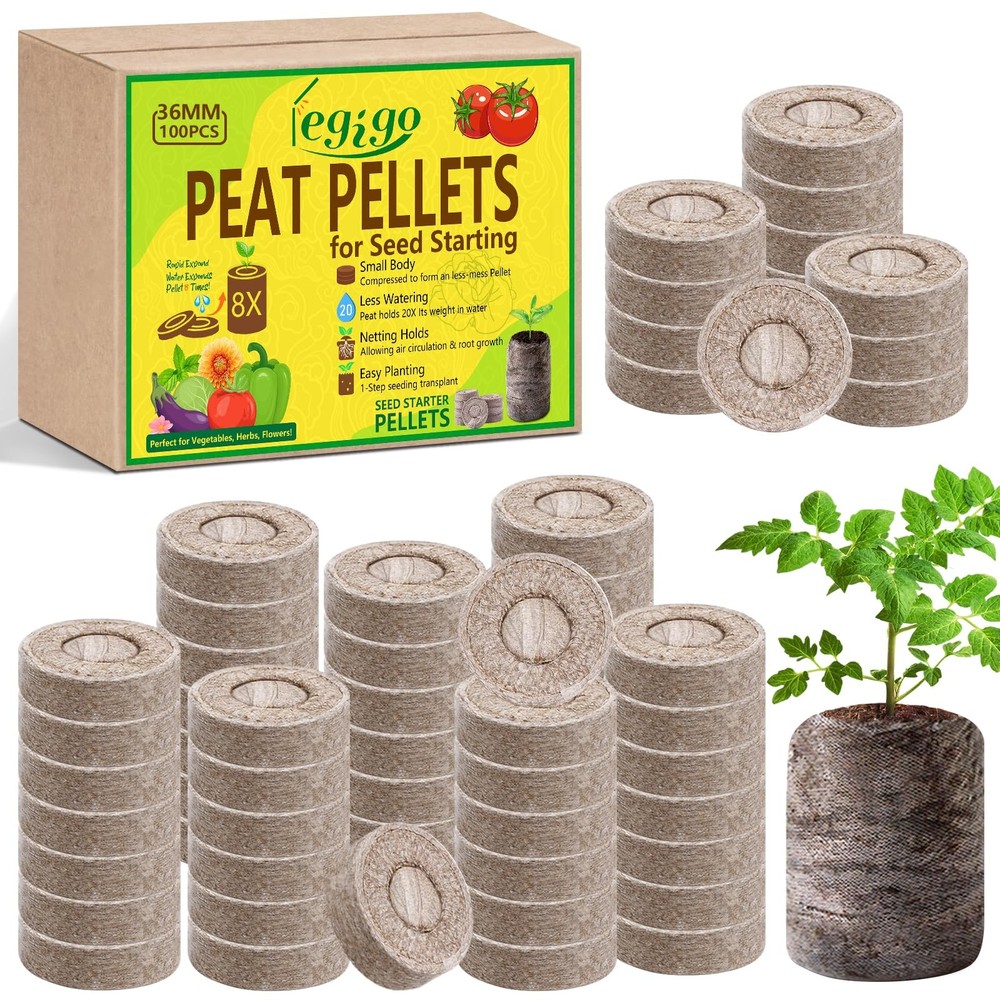 100 Pcs 36mm Seed Starter Peat Pellets for Seedlings- Compressed Seed Starter...