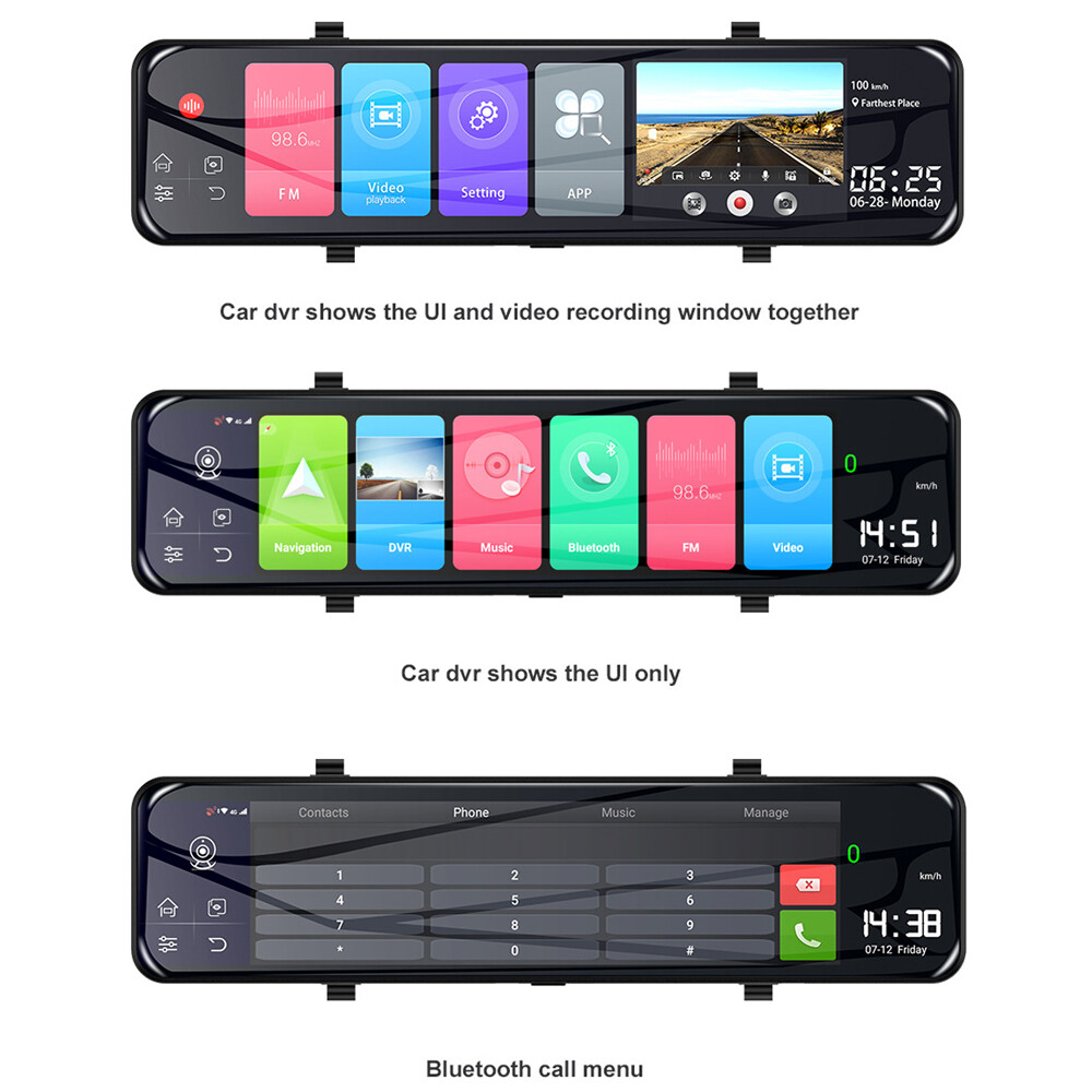 12"4G Android 8.1 Car DVRs Camera GPS Navigation Mirror Recorder mirror dash cam