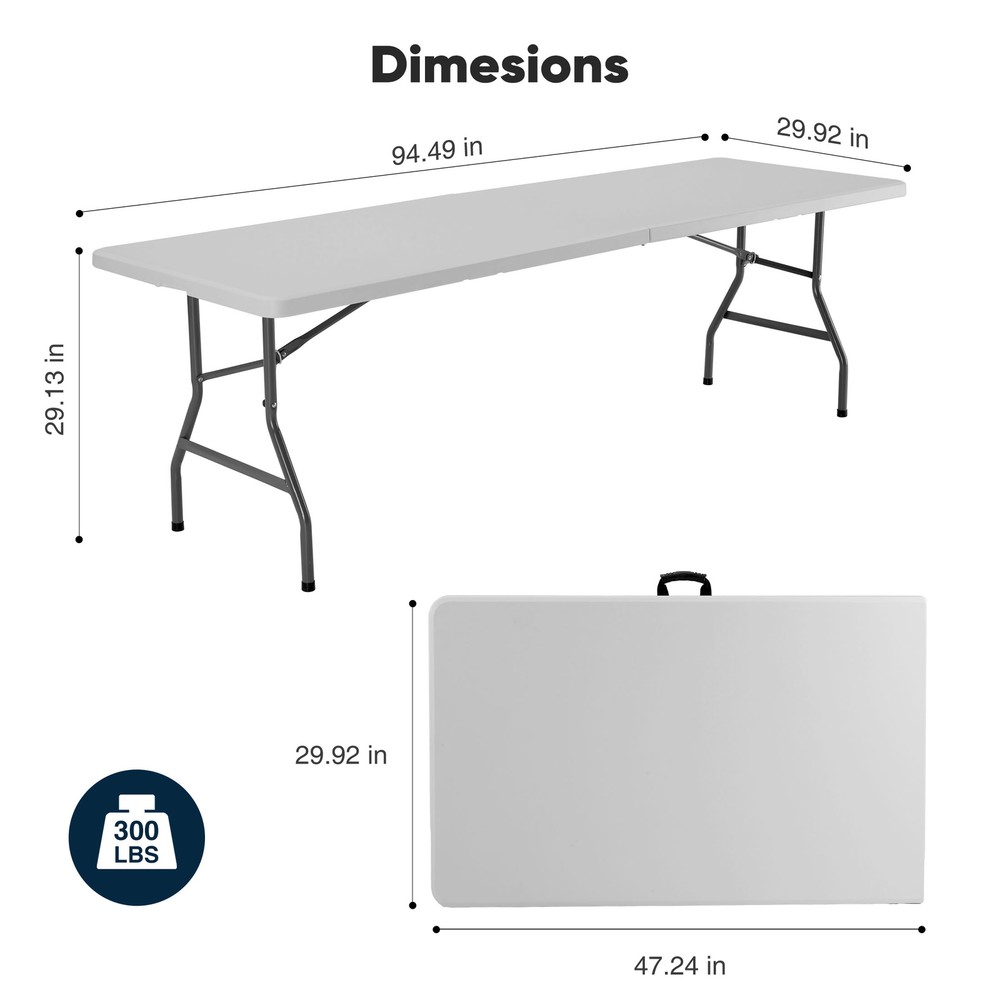 Portable Folding Table with Carrying Handle - Available in 8ft, 6ft, and 4ft
