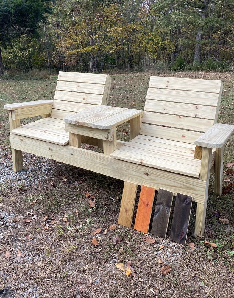 Wooden Bench With Table