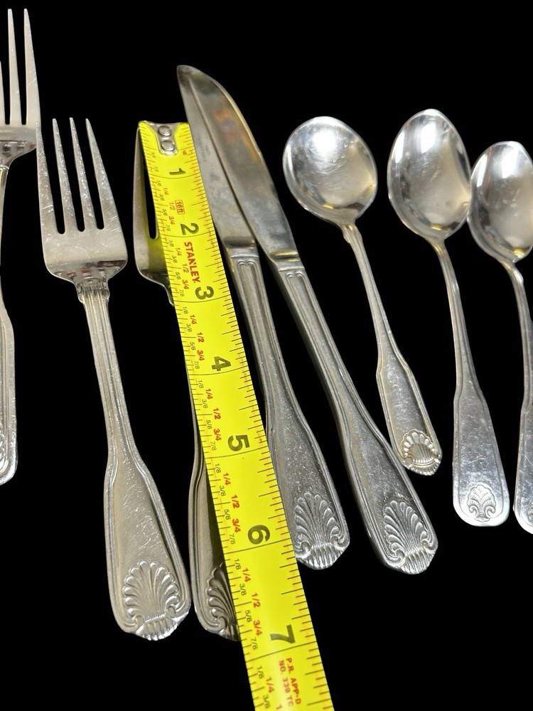 13 Oneida Wallace Rogers National Shell Pattern Forks Spoons Knives Serving Pcs