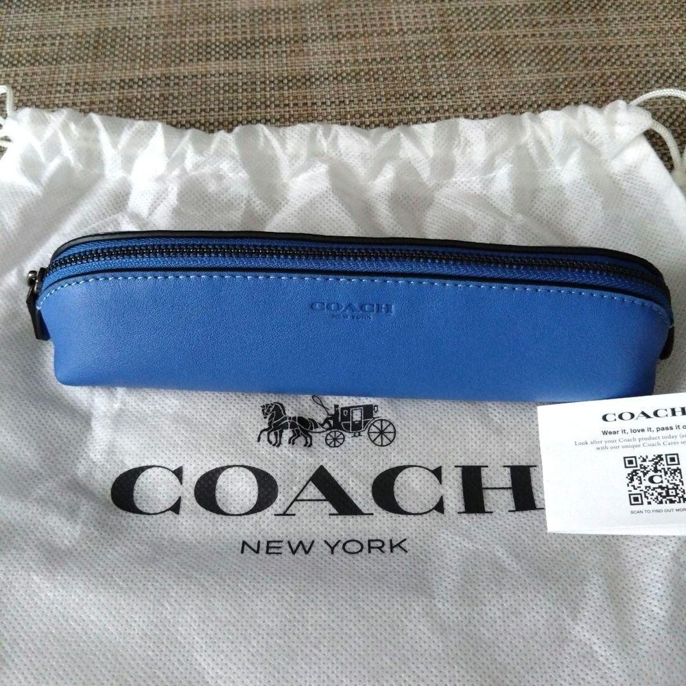 COACH leather pencil case pencil case blue