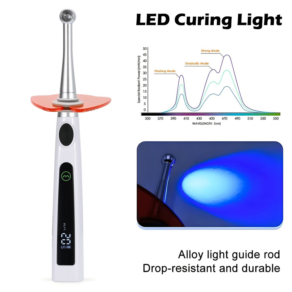 Dental LED Light Cure Lamp Cordless 1 Second Fast Curing Light 4 Modes