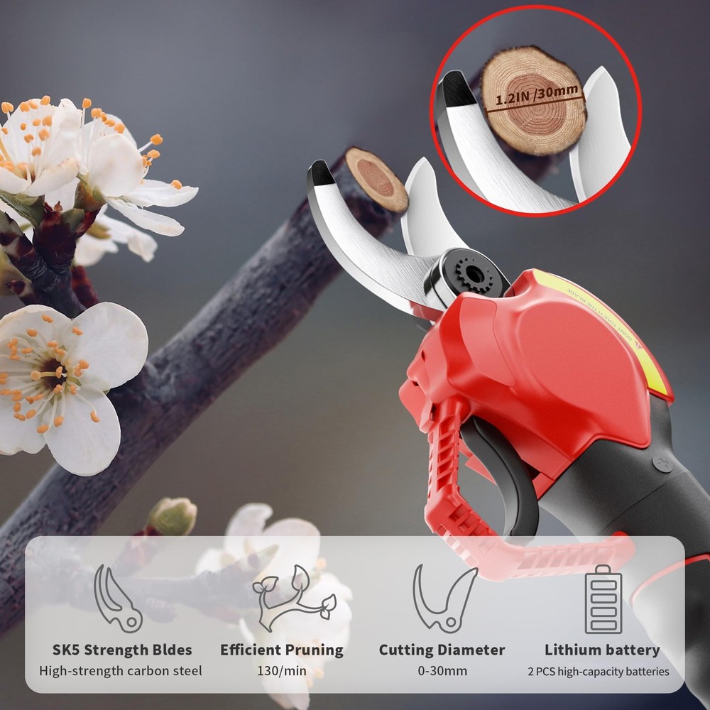 Upgraded Electric Pruning Shears Professional Cordless Electric Pruning Batte...