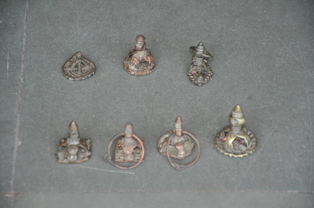 7 Pc Vintage Copper & Brass Unique Handcrafted Different Priest/Saint Tilak Dye