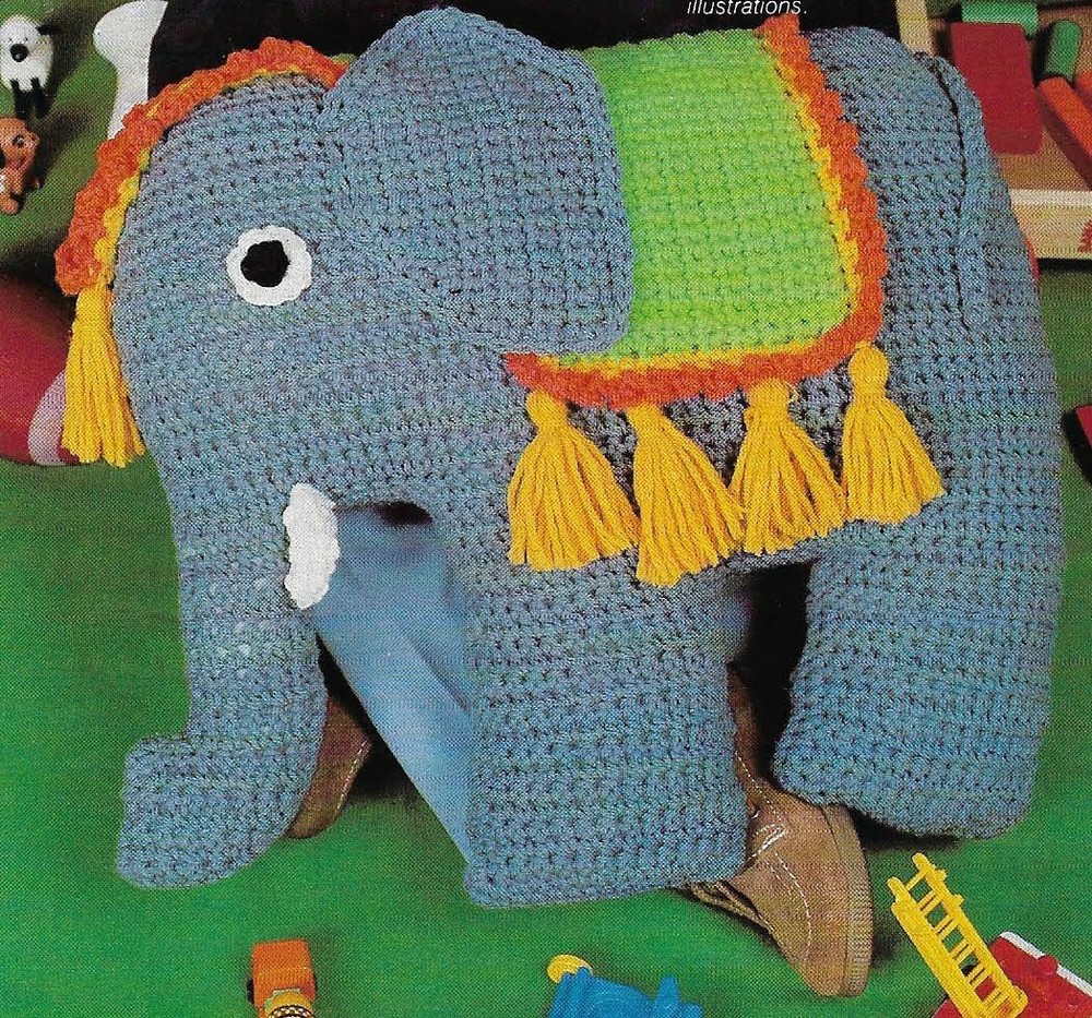 JUMBO ELEPHANT STUFF ANIMAL TOY DIGEST SIZE CROCHET PATTERN INSTRUCTIONS