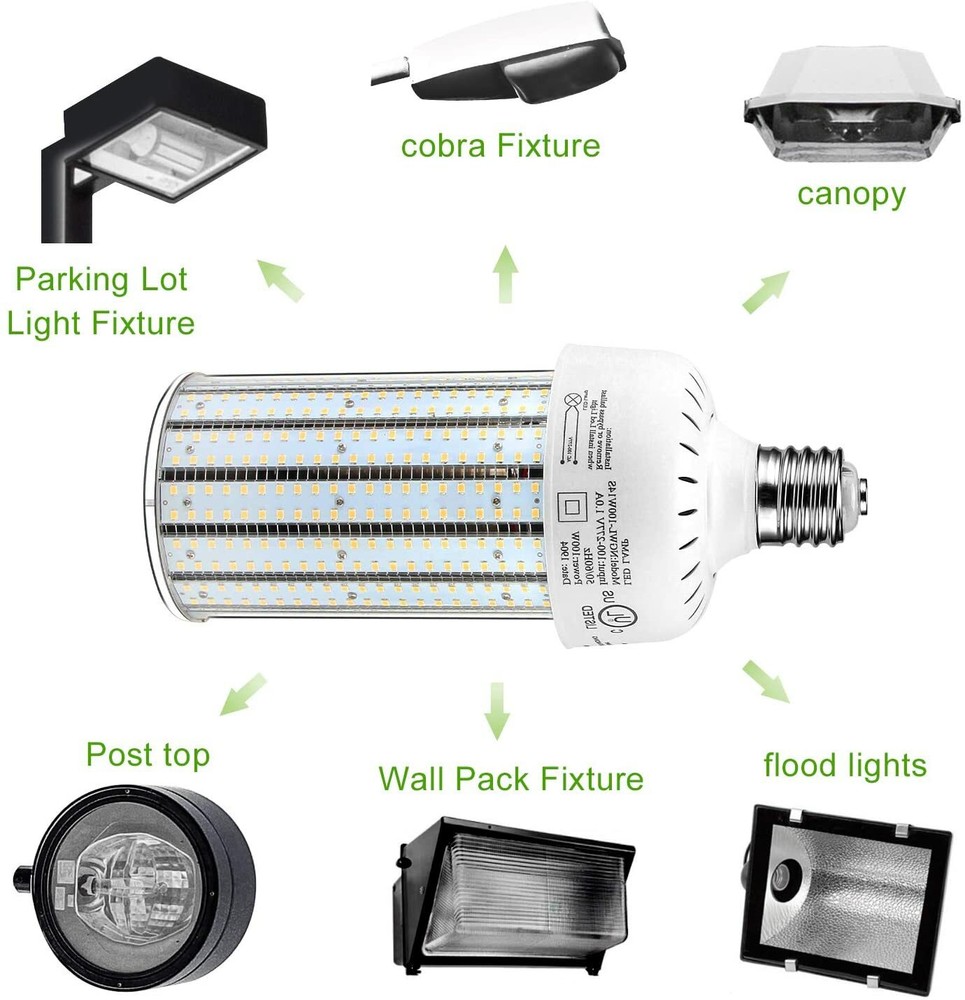 E39 Large Base 100W LED Retrofit Bulb Corn Cob Light 5000K High Bay Lighting DLC