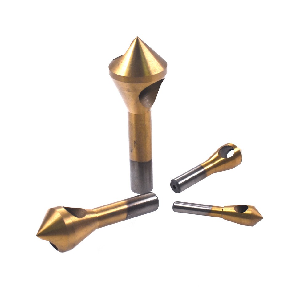 4x HSS Hole Chamfering Tool Countersink and Deburring Drill Bits Titanium Coated