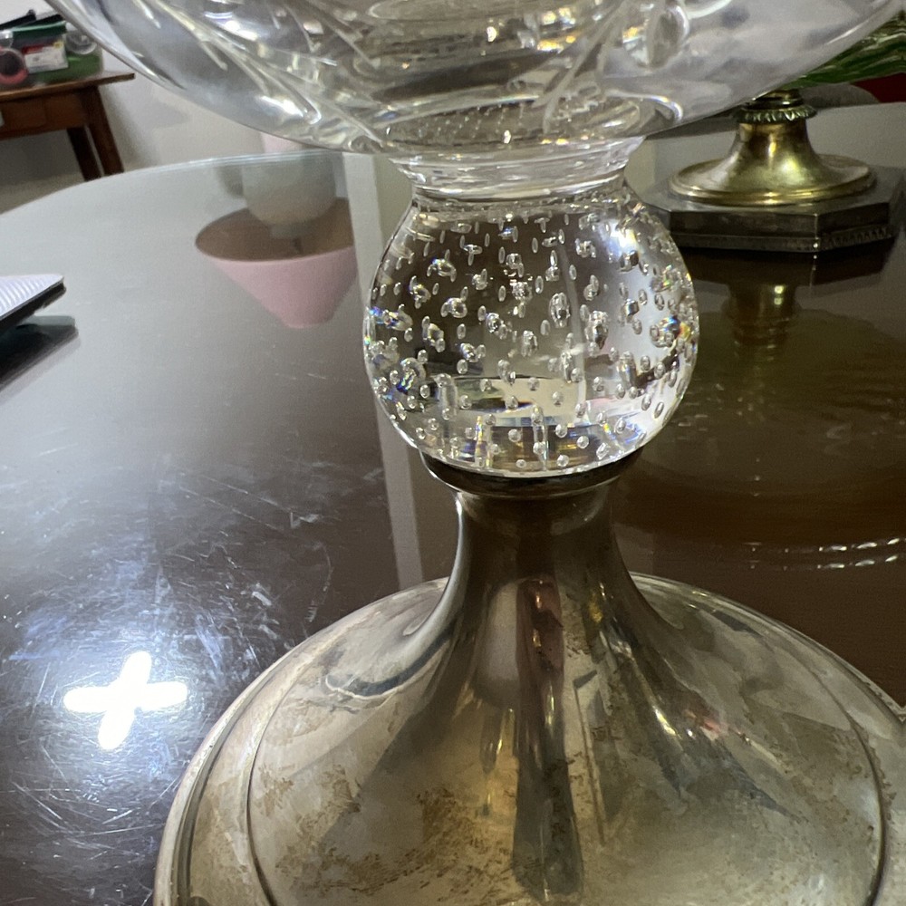 Pairpoint Sterling Silver Cut Crystal 12” Compote Antique