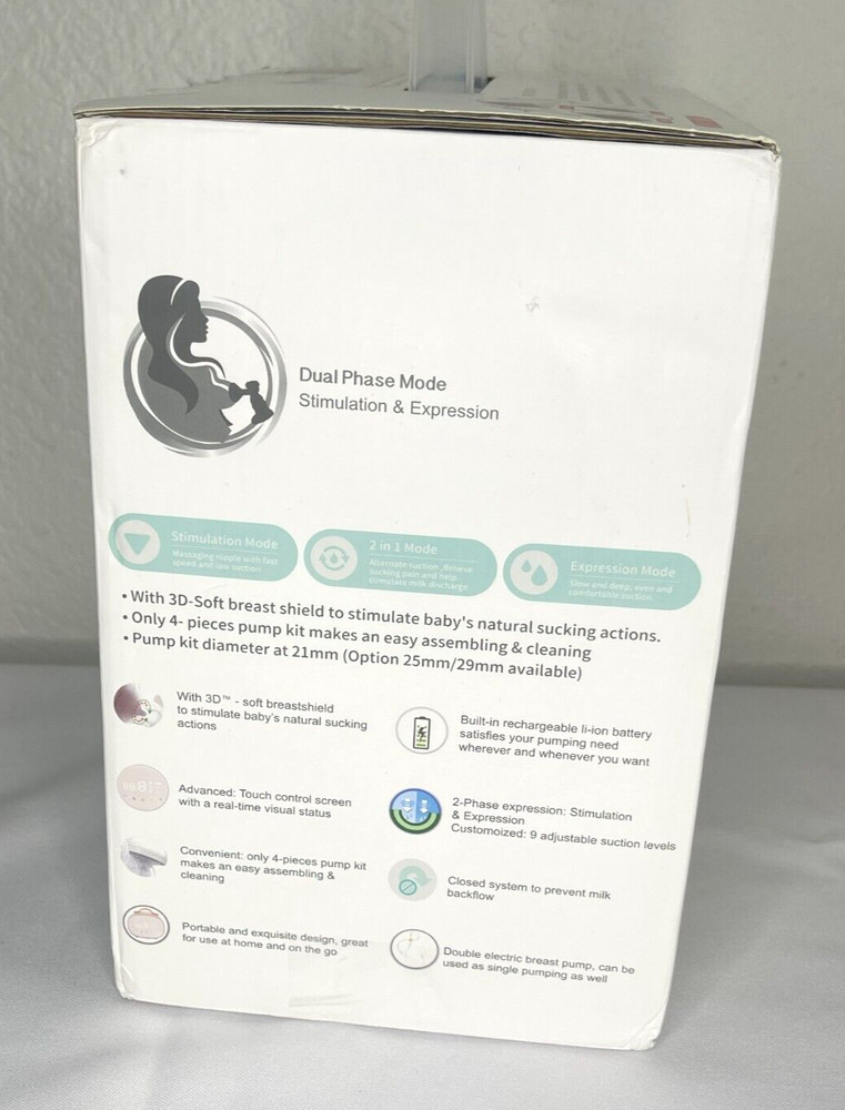 V6CO Double Electric Breast Pump Kit Rechargeable Lightweight & Compact New