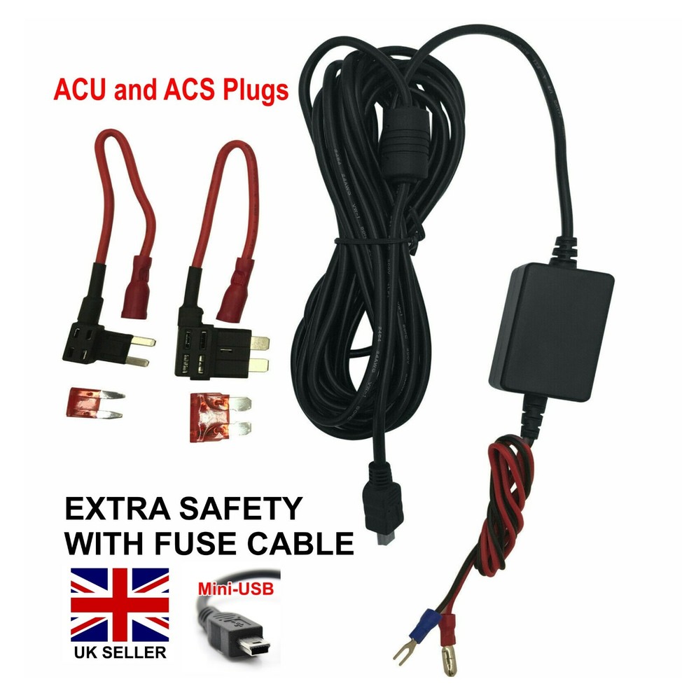NextBase Dash Cam MINI USB Input Hardwire charger Kit ACU & ACS Plugs Universal