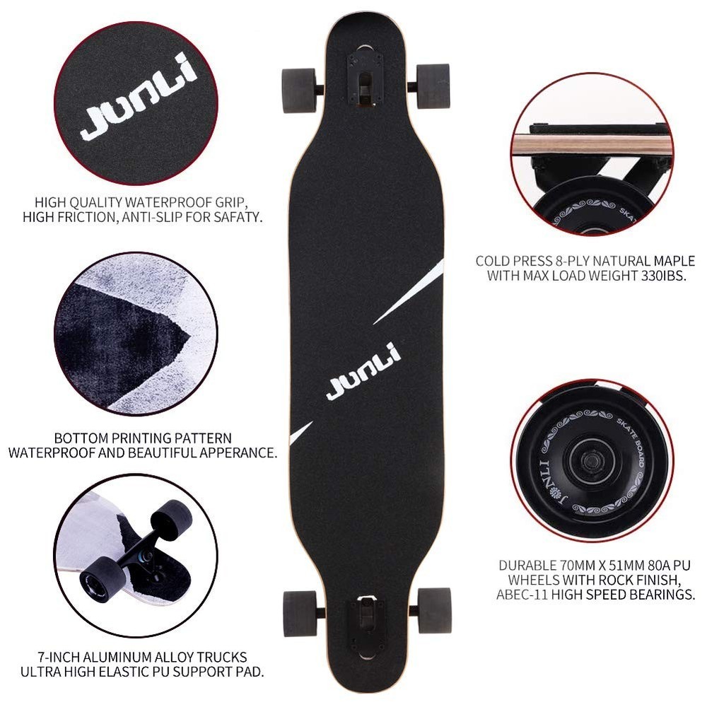 Junli 41 Inch Freeride Skateboard Longboard - Complete Grey Zone