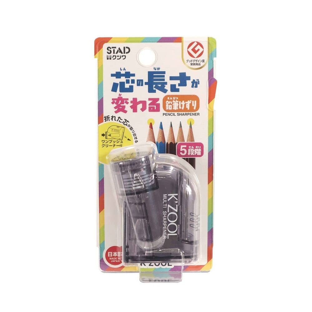 KUTSUWA STAD K'ZOOL Sharpness Adjustable Pencil Sharpener, Translucent Black ...
