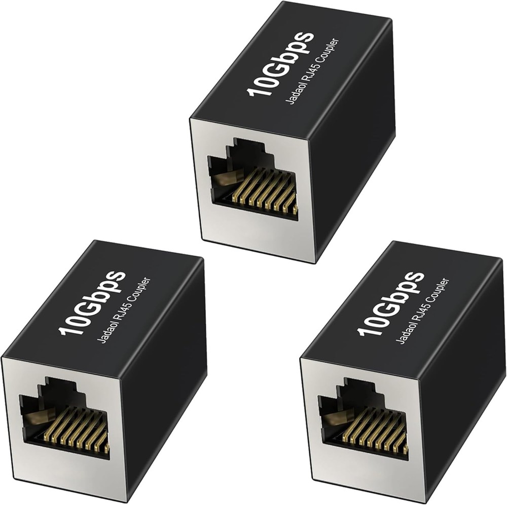 10Gbps RJ45 Coupler 3-Pack: Shielded, Gold-Plated Ethernet Extender, PoE Ready