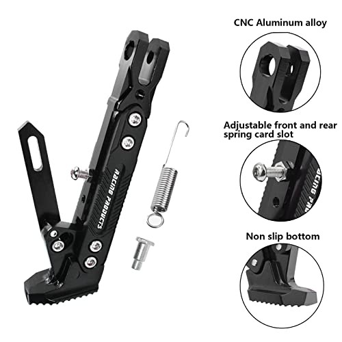 Universal Motorcycle Kickstand Adjustable Foot Side Support Parking Black