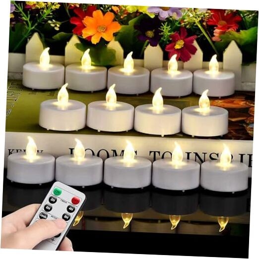 LED Tea Light Candles with Remote Control,Flickering 12pack Remote-warm white