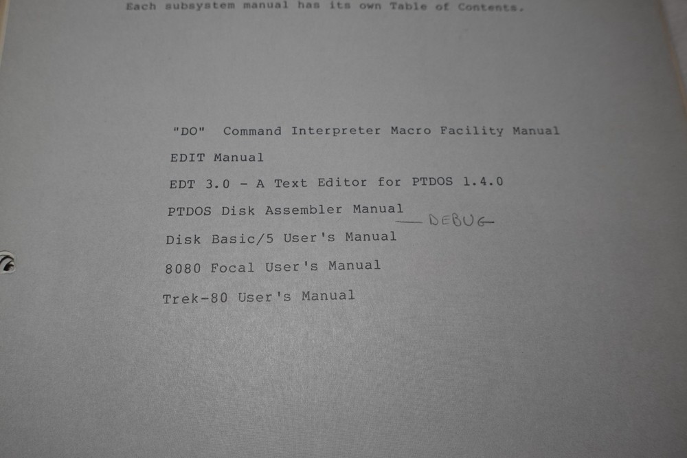 PTDOS 1.4 Processor Technology Disk Operating System 1977 Original User's Guide