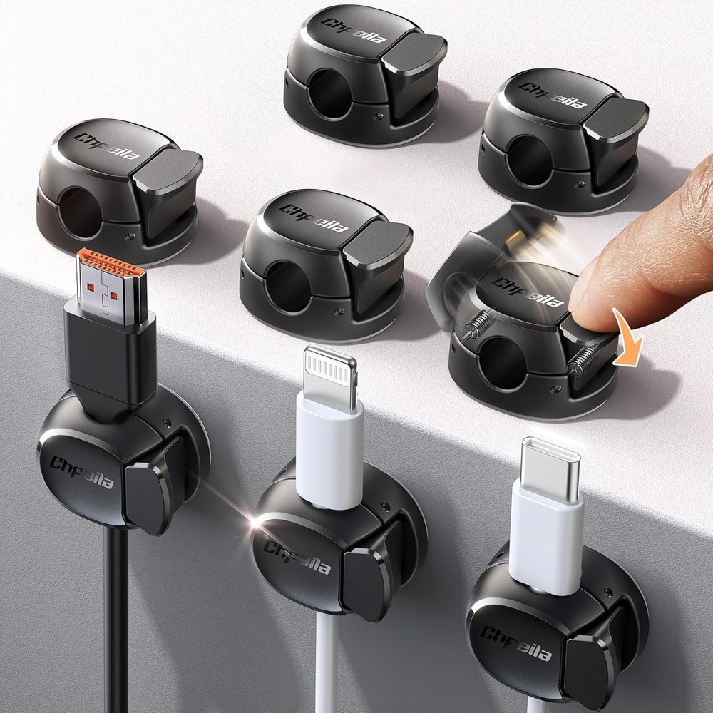 8Pack Cord Organizer [Dual Spring & Clasp, Max Secure] Cable Clips - Cable Ma...