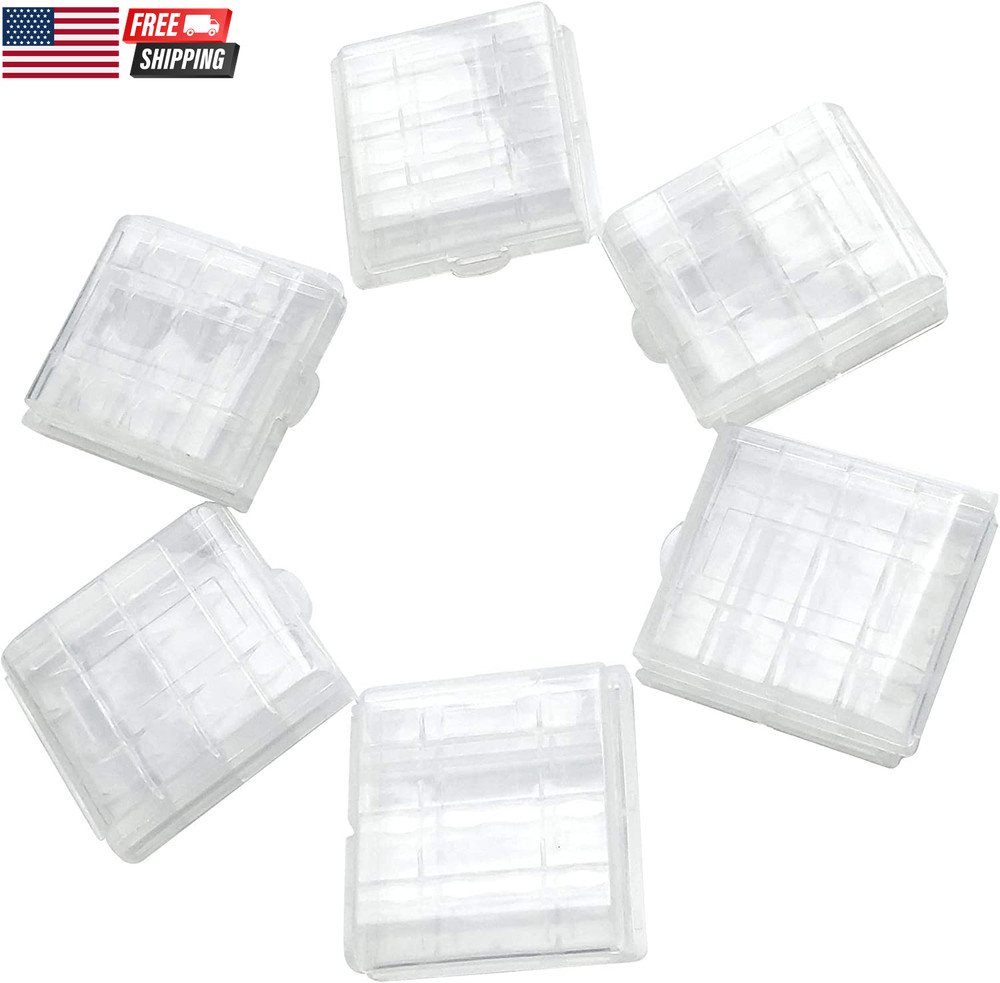 Battery Storage Case for AA/AAA, Battery Holder Box (6Pack Clear)