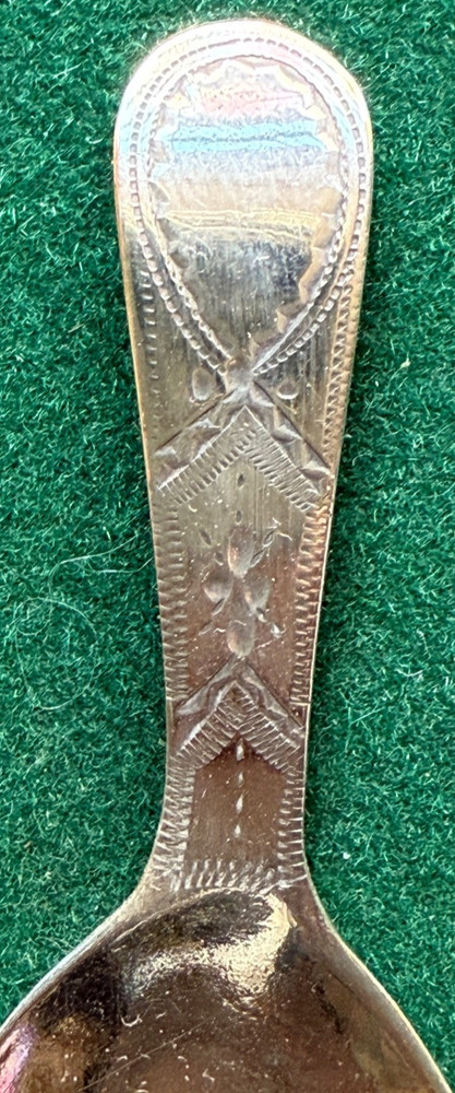 Antique Georgian Solid Silver Bright Cut Engraved Old English Pattern Spoon