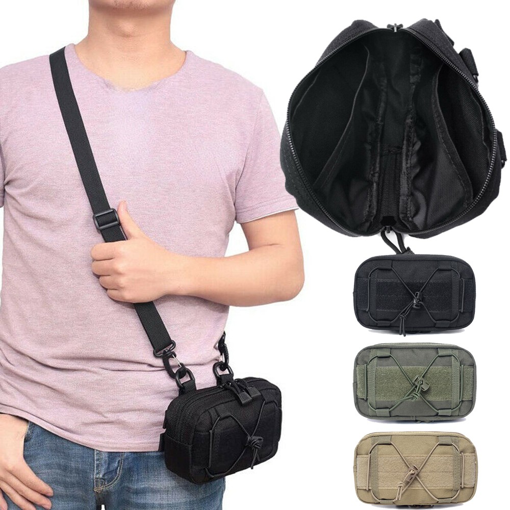 Tactical Molle Horizontal Admin Pouch 1000D Utility EDC Bag with Shoulder Strap