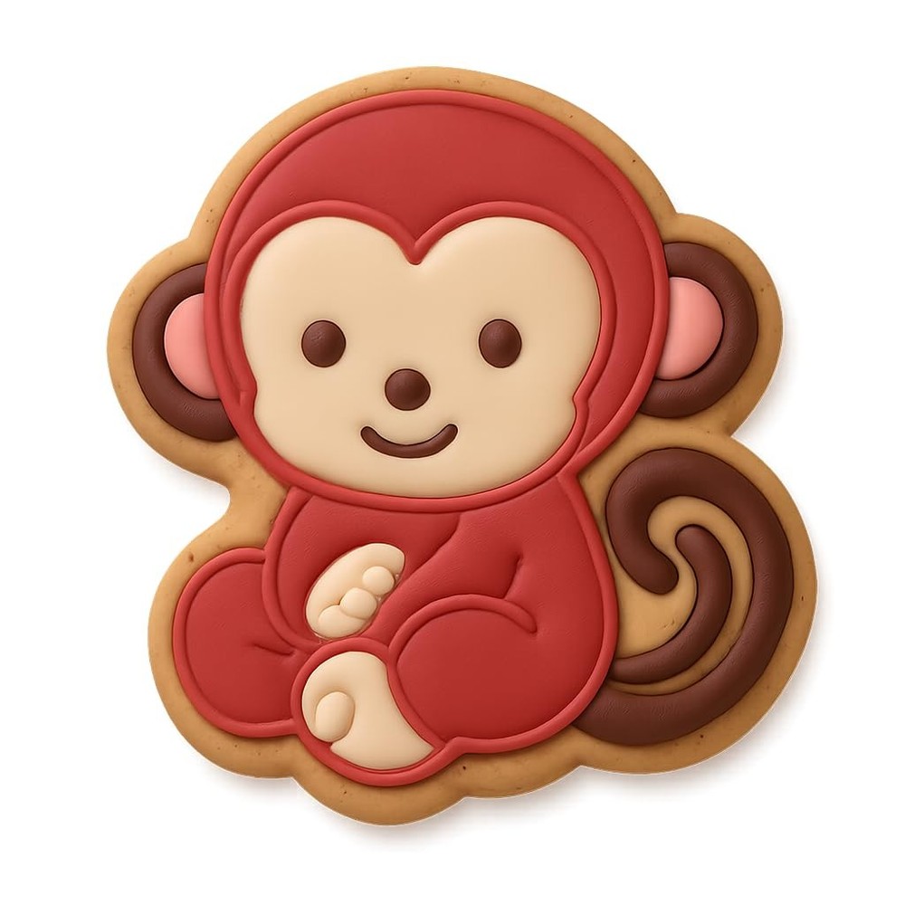Sitting Chibi Macaque Cookie Cutter & Stamp - 4x3.7