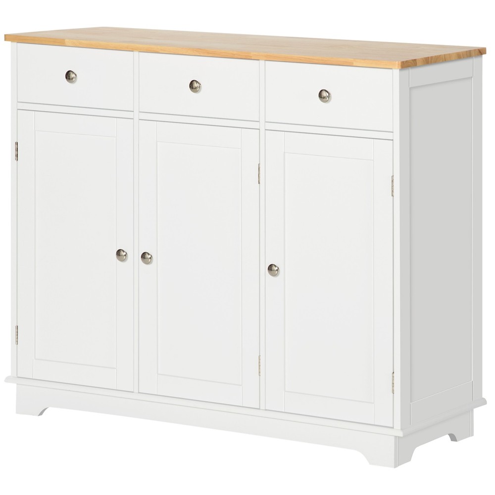 HOMCOM Sideboard with Solid Wood Countertop, Modern Kitchen Storage Cabinet, C