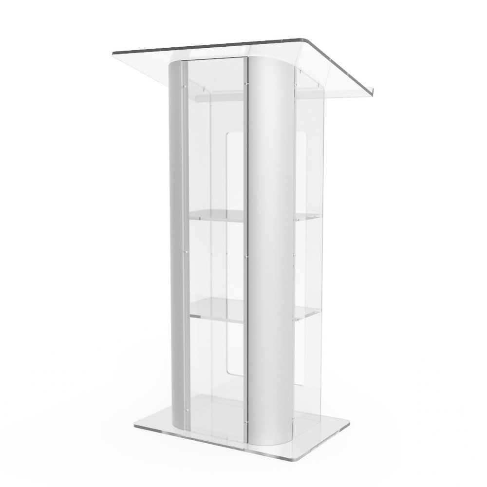 Clear Acrylic Plexiglass Podium Curved Sides Pulpit Lectern Conference