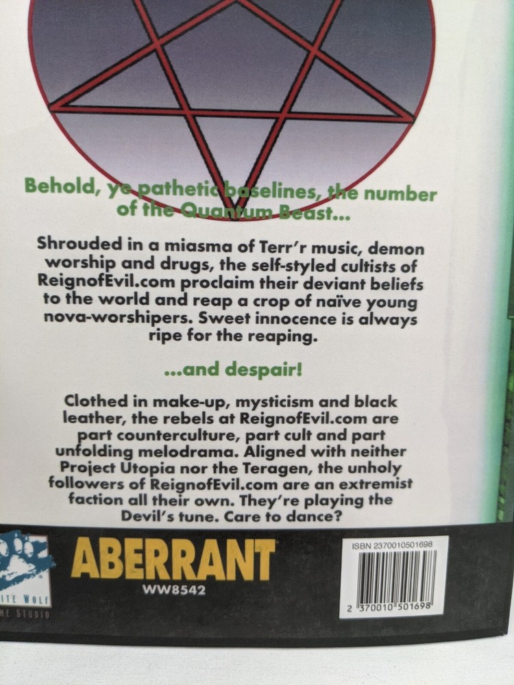 Abberant Reign Of Evil RPG Sourcebook White Wolf Games