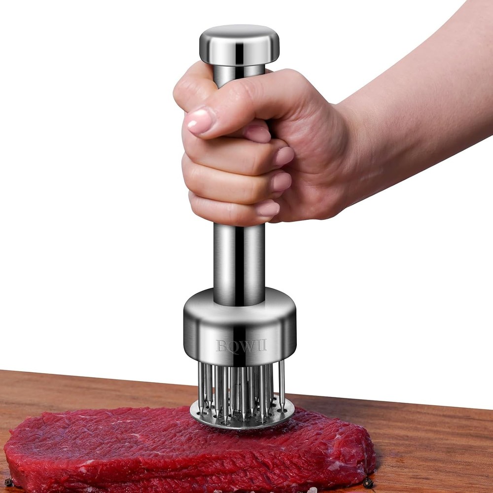 Stainless Steel Meat Tenderizer Tool, 21 Sharp Needles, Durable Easy-Grip