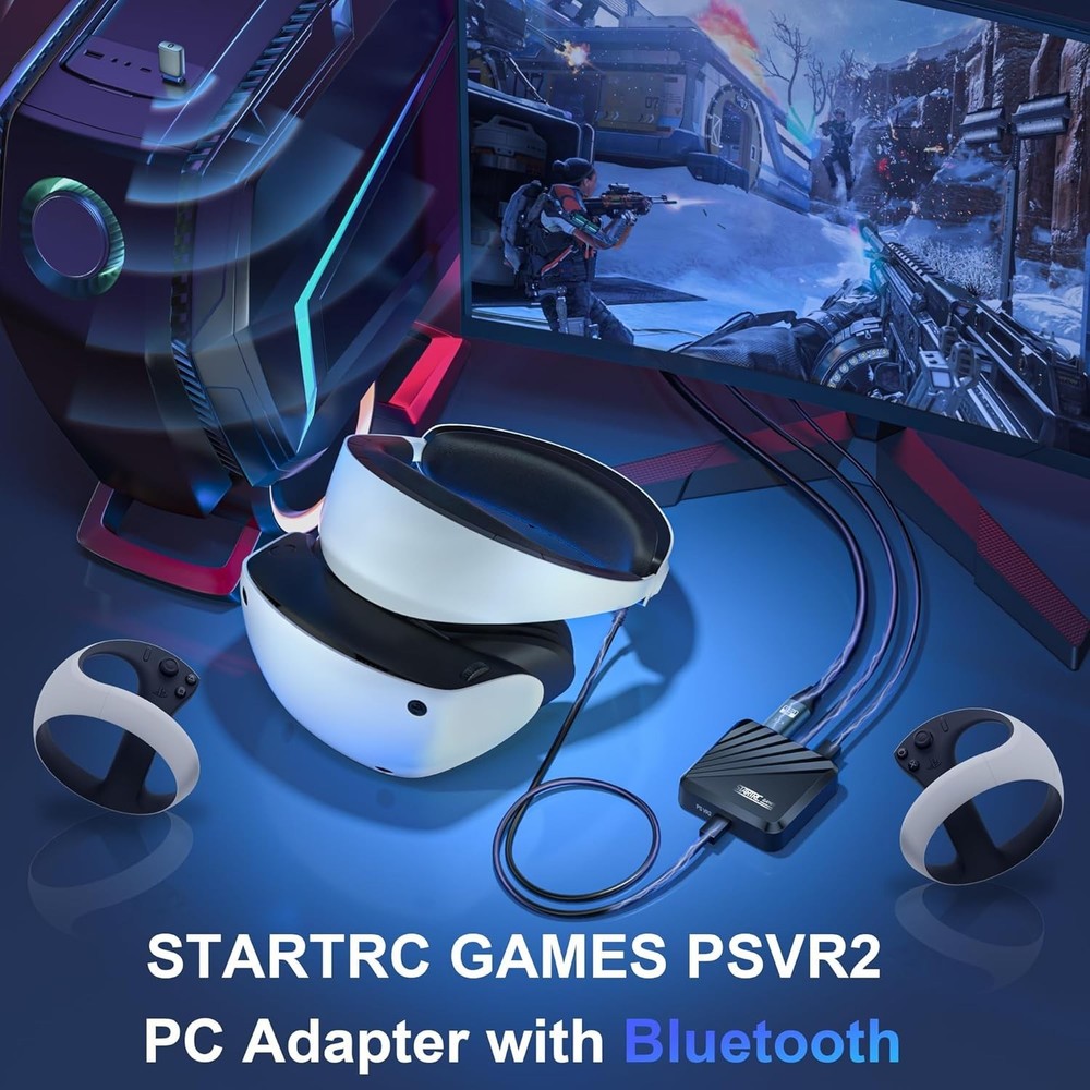 PSVR 2 PC Adapter with Bluetooth and Accessories Kit. Includes Expandable Power